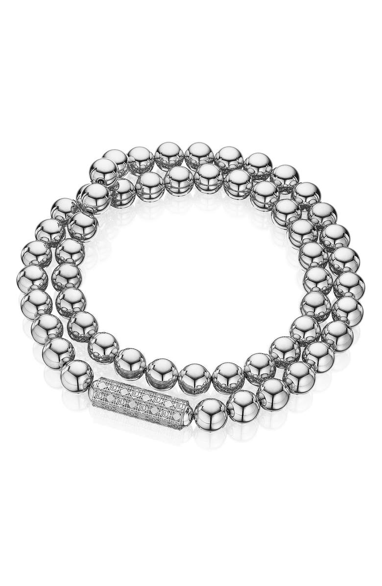 ManLuu Long Beaded Necklace, Alternate, color, Sterling Silver