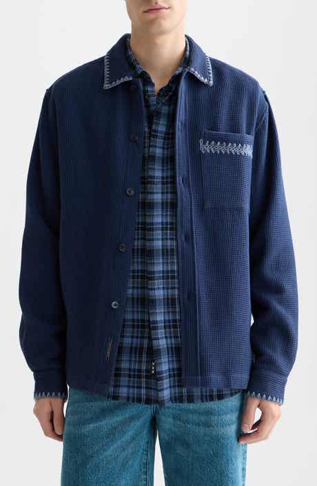 Waffle Texture Cotton Button-Up Shirt