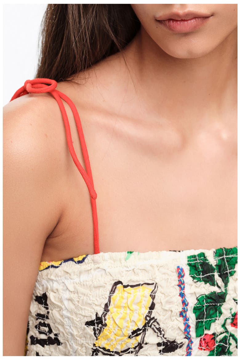 Patchwork Ruched Strappy Top, Alternate, color, PATCHWORK SUMMER