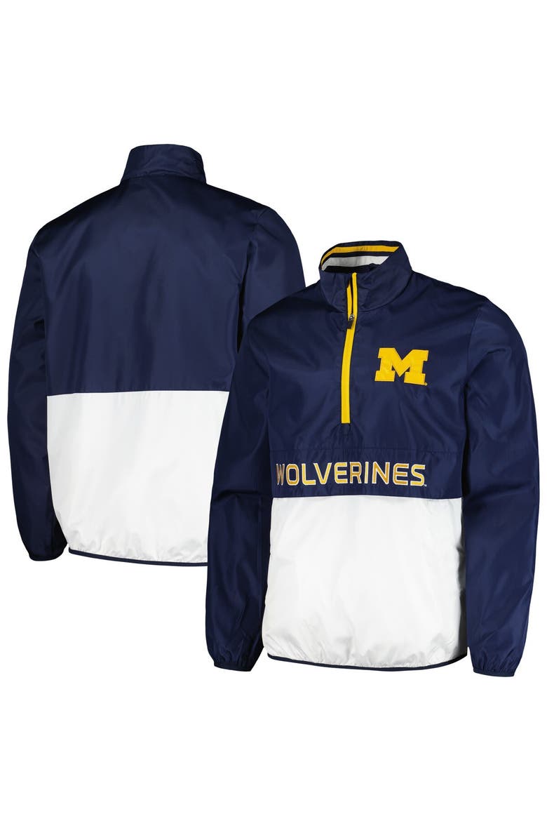 Men's G-III Sports by Carl Banks Navy Michigan Wolverines Cornerman Half-Zip Top, Main, color, Navy