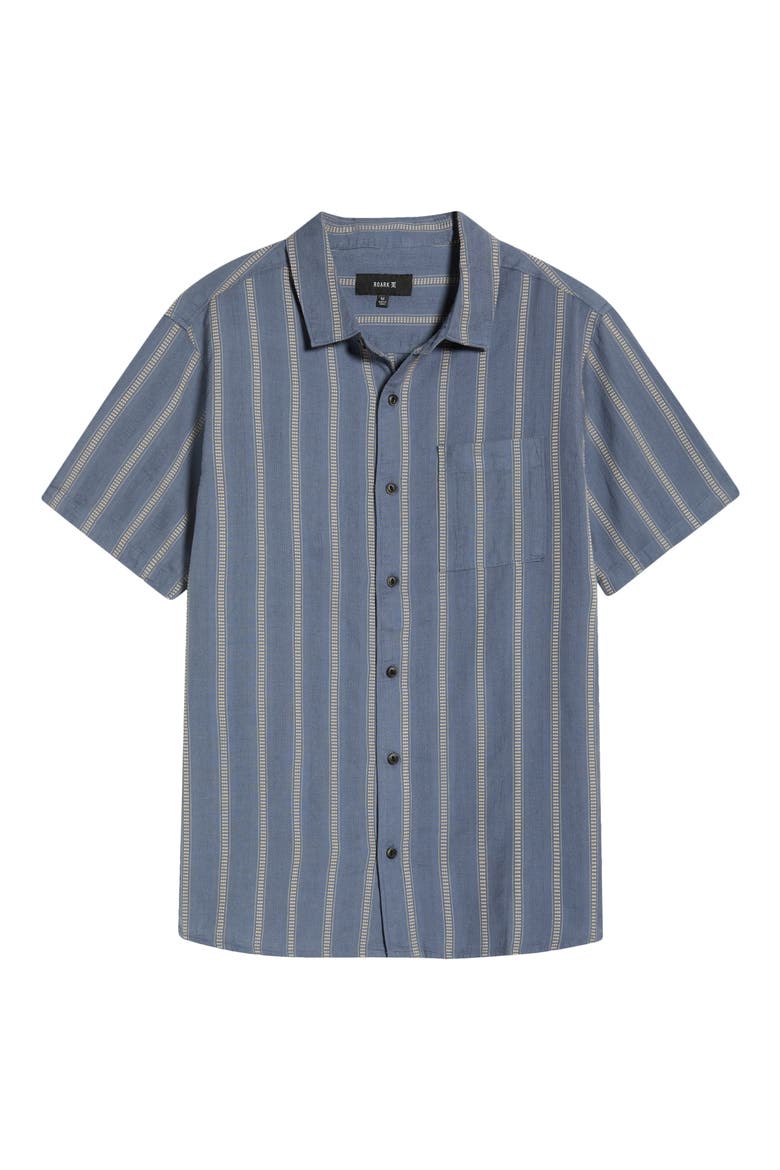Crosswinds Short Sleeve Cotton Blend Dobby Button-Up Shirt, Alternate, color, NEPTUNE