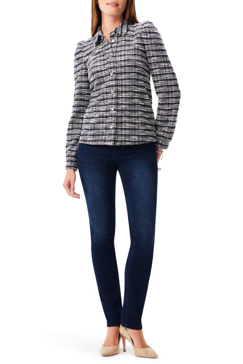 Girlfriend Plaid Knit Jacket, Alternate, color, INDIGO MULTI