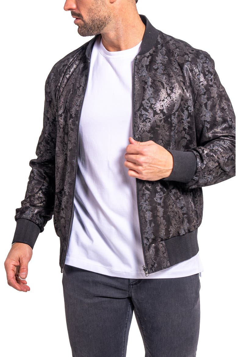 Ascension0010 Foil Print Leather Jacket, Alternate, color, BLACK