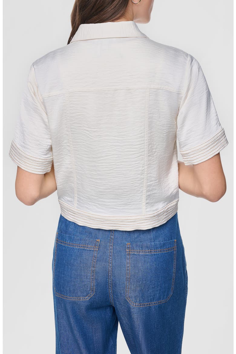 Short Sleeve Satin Jacket, Alternate, color, COCONUT/ DUNE