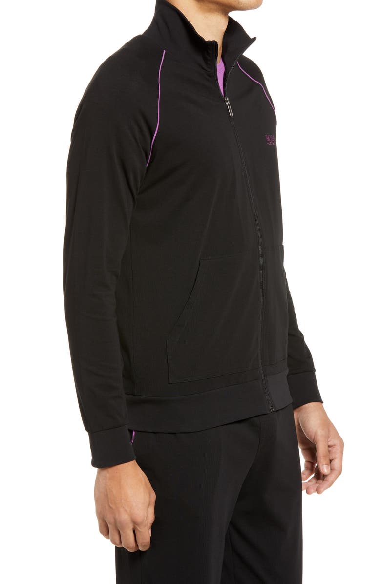 BOSS HUGO BOSS Zip Front Stretch Cotton Sweatshirt, Alternate, color, 