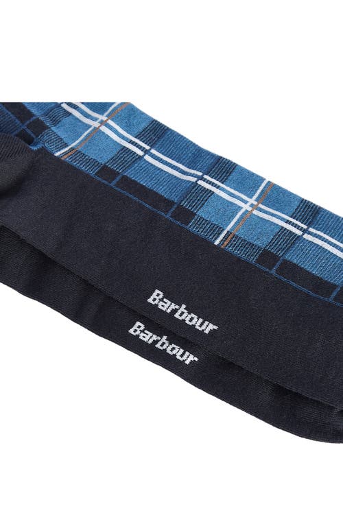 Barbour Blyth Plaid Cotton Blend Dress Socks In Blue