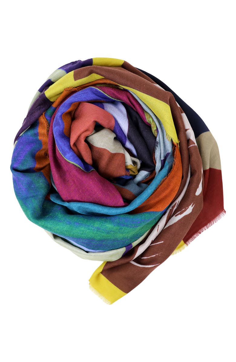 Nicoletta Rosi Reversible Print Fringe Scarf, Alternate, color,