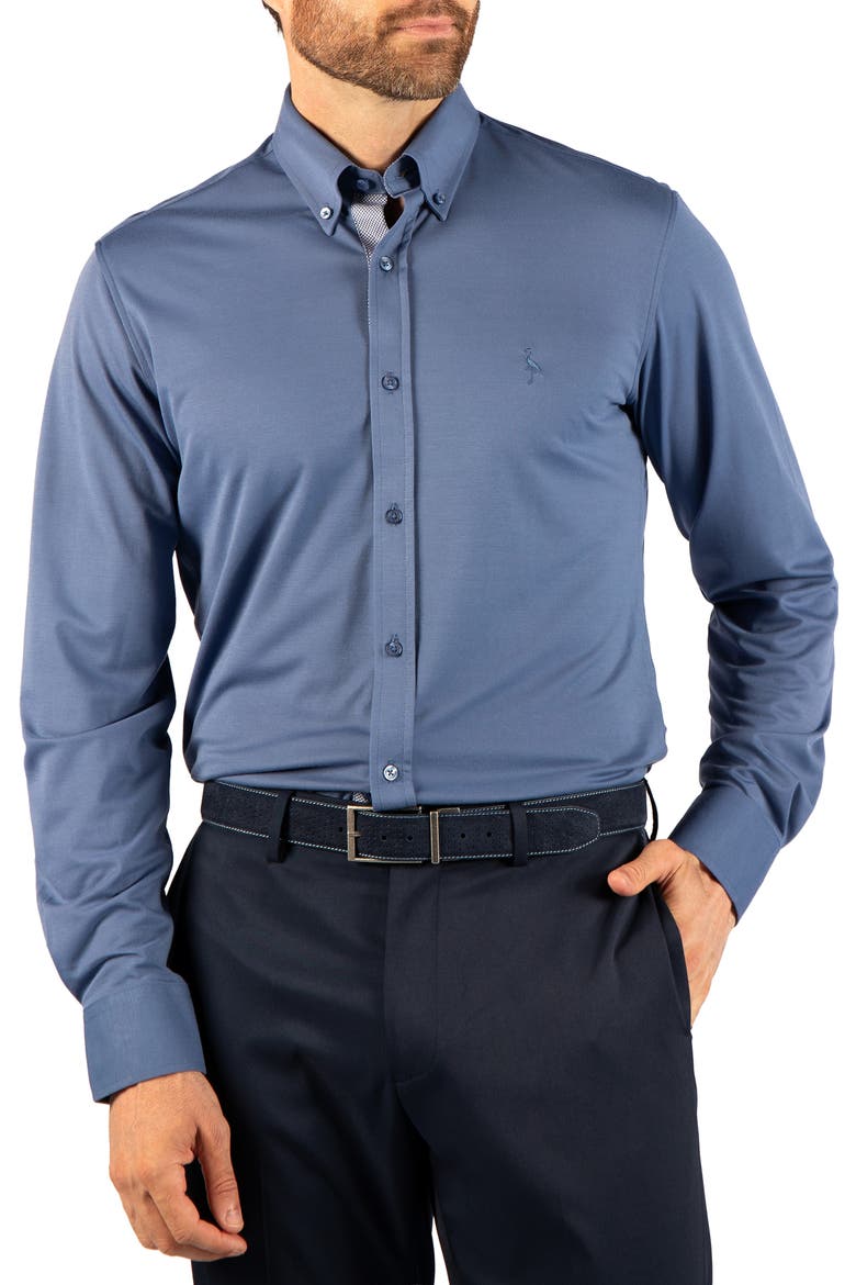 Regular Fit Long Sleeve Knit Performance Shirt, Alternate, color, SLATE