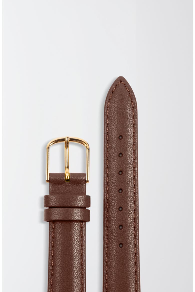 The Harriet Calfskin Leather Watch Strap Only, Main, color, Brown Strap - Gold Buckle