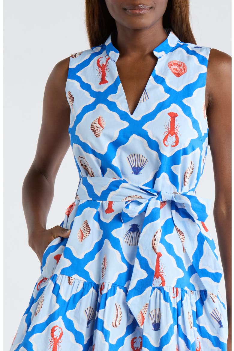 Lobster Bay Vilman Tie Waist Sleeveless Minidress, Alternate, color, WHITE BLUE-MULTI