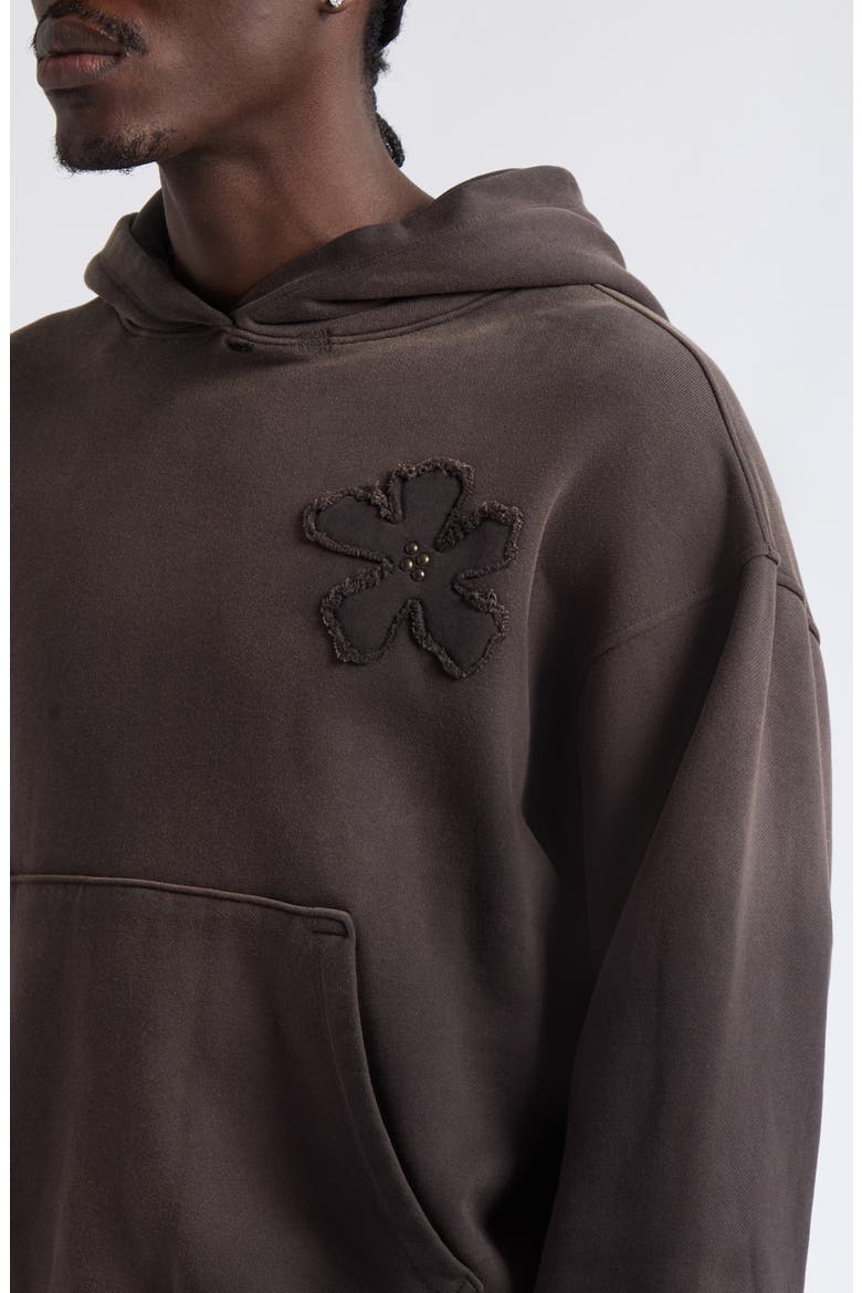 Distressed Studded Patch Hoodie, Alternate, color, AGED BLACK TERRY
