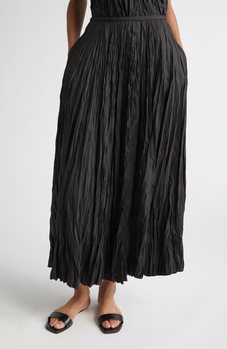 Lafayette 148 New York Plissé Maxi Skirt, Main, color, Black