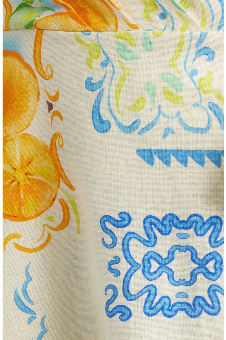 Caterina Postcard Print Linen & Cotton Wrap Minidress, Alternate, color, POSTCARD