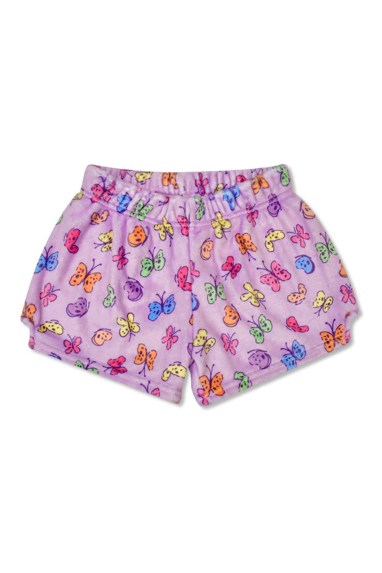 Kids' Bright Butterflies Plush Sleep Shorts, Main, color, PURPLE MULTI