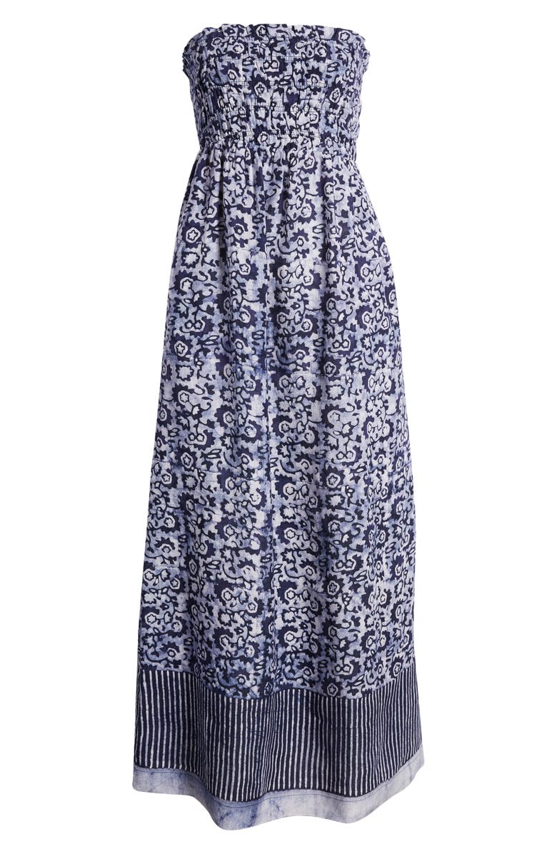 Faherty Margarita Strapless Linen Maxi Dress, Alternate, color, 