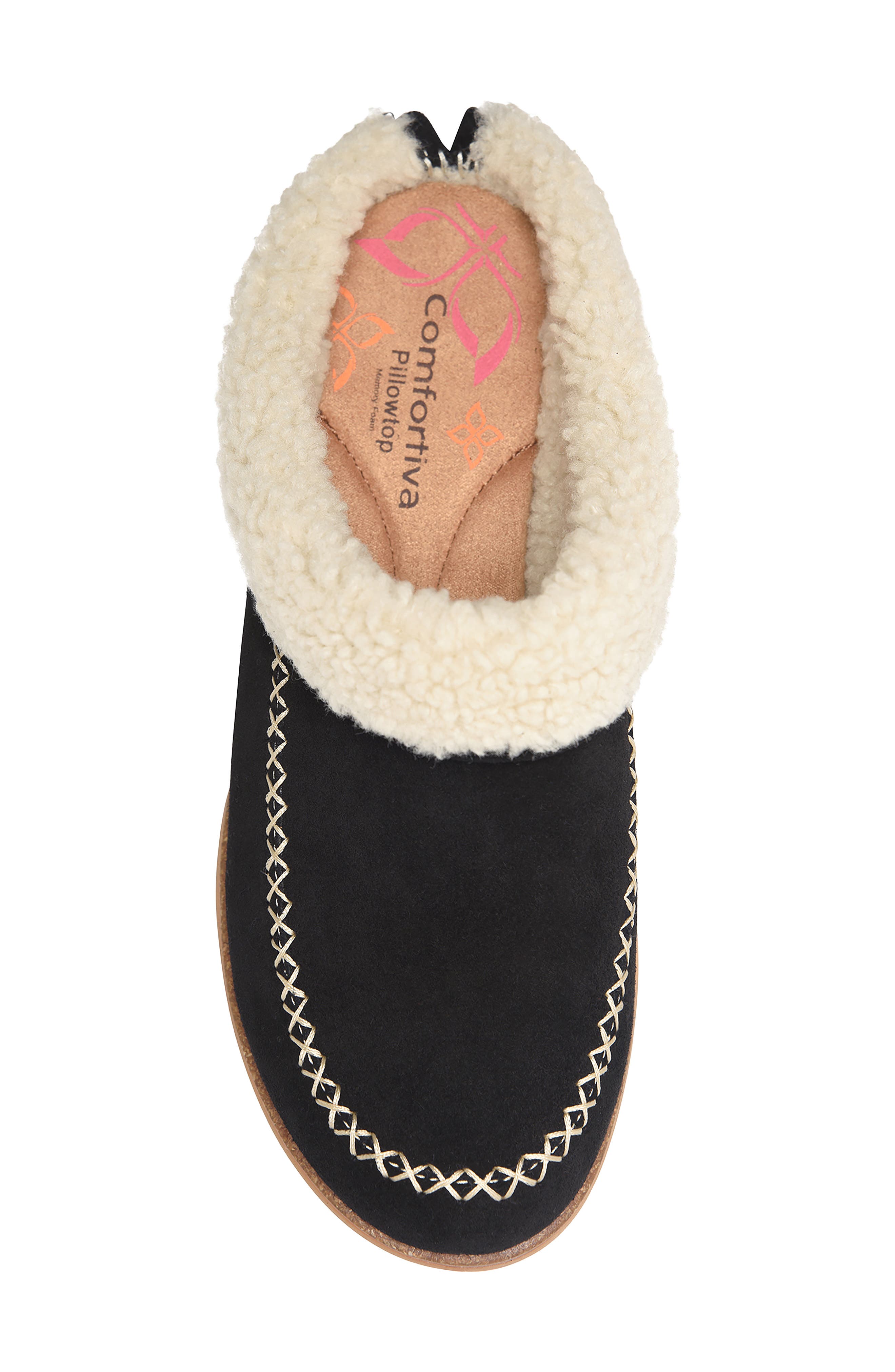Lucy Genuine Shearling Slipper, Alternate, color, BLACK/ BEIGE