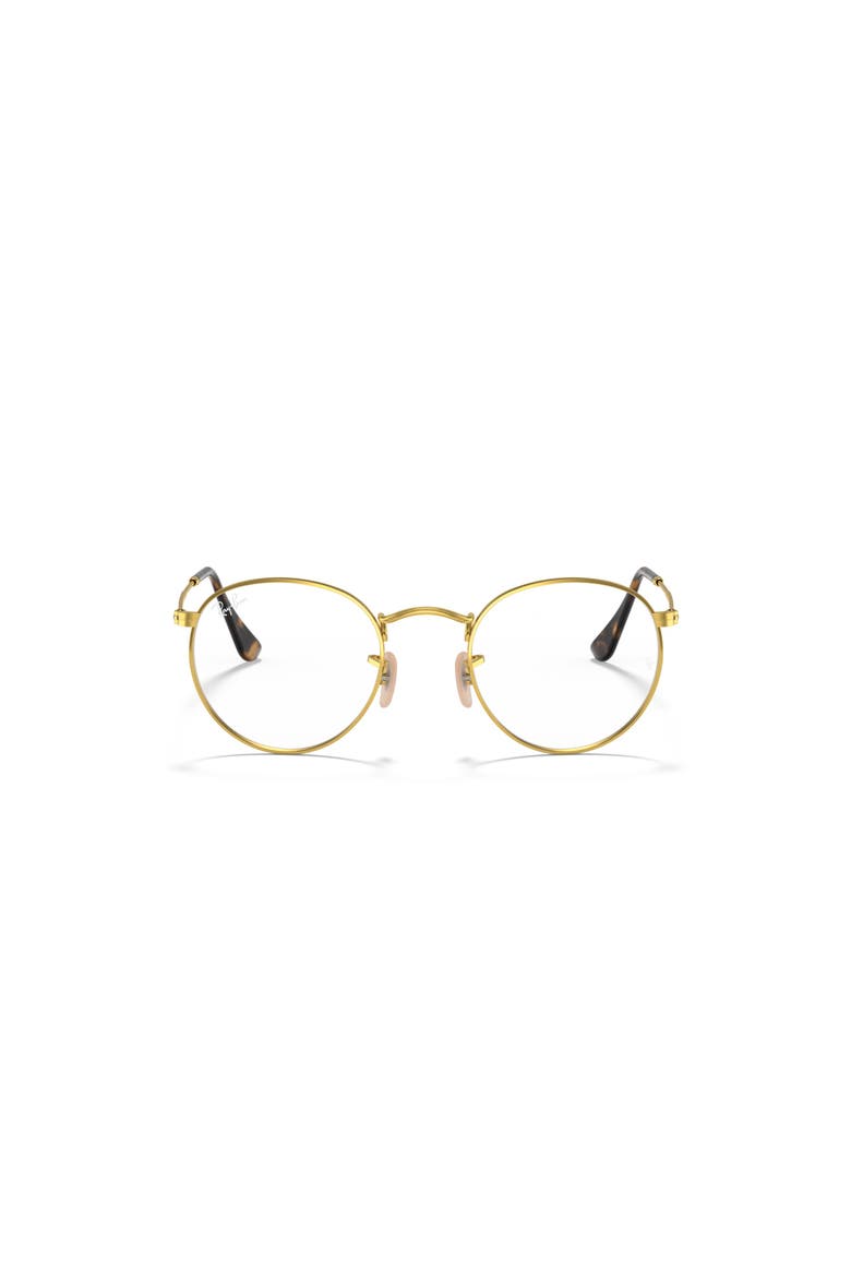 Ray-Bay 47mm Round Optical Glasses, Alternate, color, GOLD/ CLEAR
