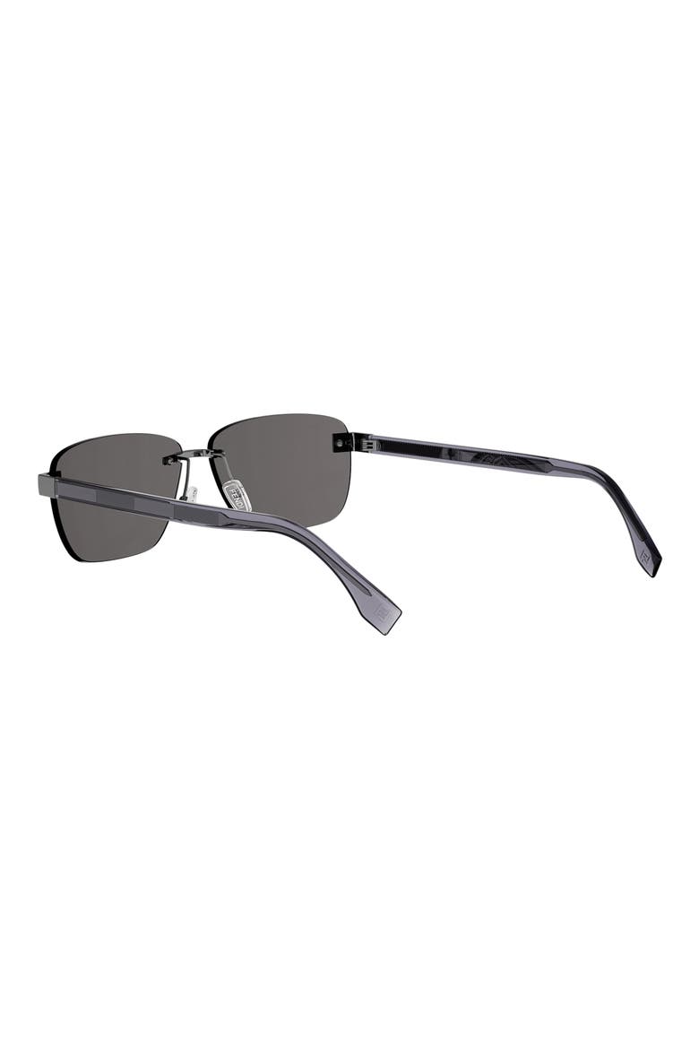 Sky 61mm Rectangular Sunglasses, Alternate, color, SHINY LIGHT RUTHENIUM / SMOKE