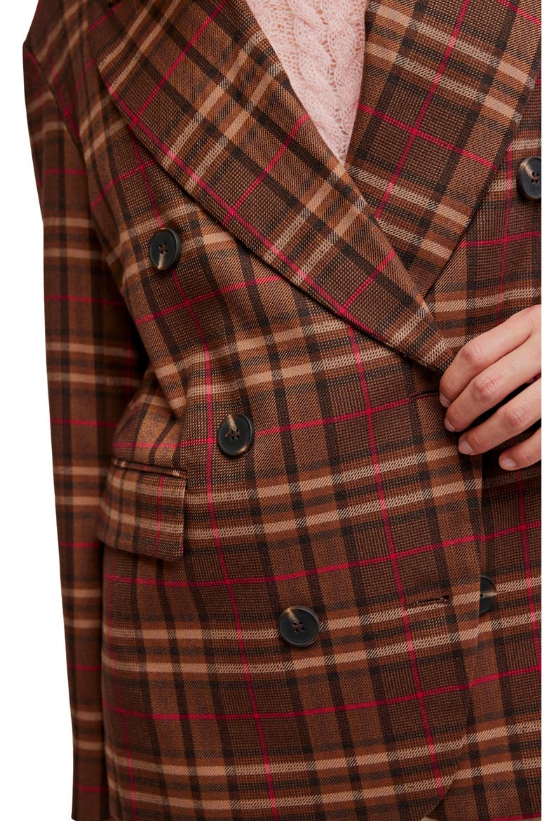 Dean Double Breasted Blazer, Alternate, color, OLIVER PLAID- BROWN