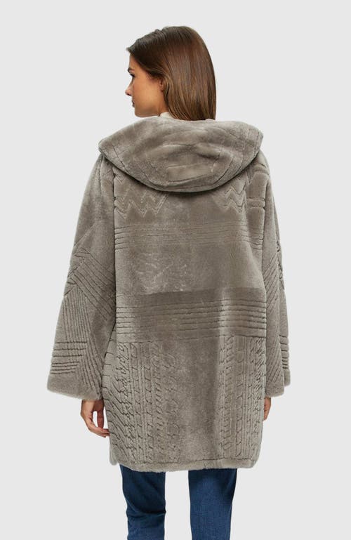 Gorski Reversible Shearling Parka With Pattern In Gray