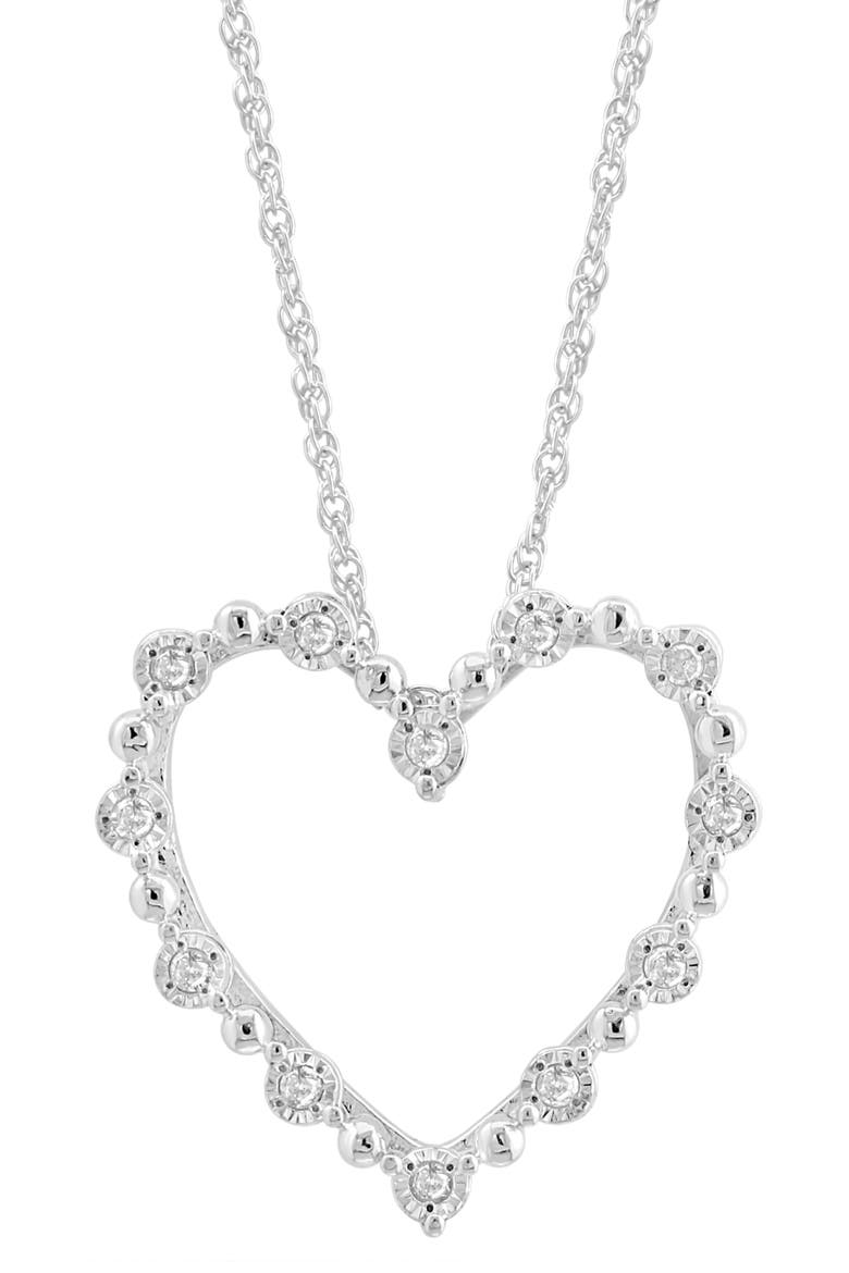 Sterling Silver Diamond Heart Pendant Necklace, Alternate, color, SILVER