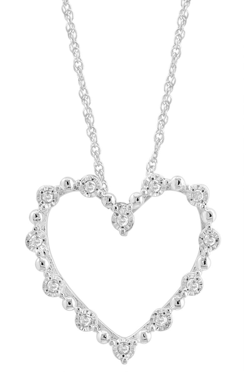 EFFY Sterling Silver Diamond Heart Pendant Necklace, Alternate, color,