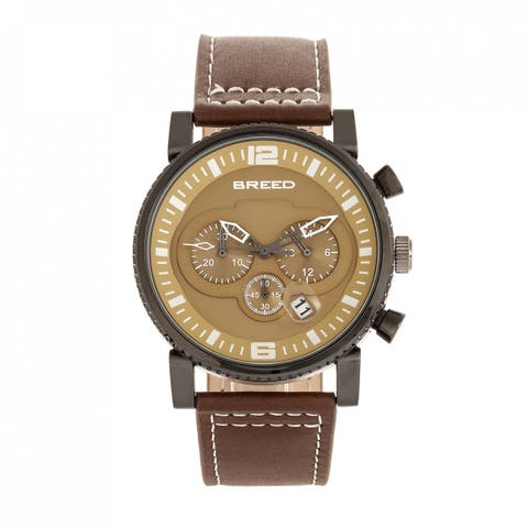 Ryker Chronograph Leather-Band Watch w/Date