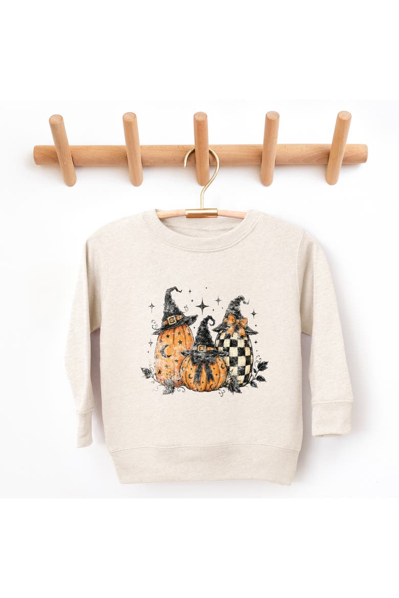 Witch Hat Pumpkins Toddler Graphic Sweatshirt, Alternate, color, Natural