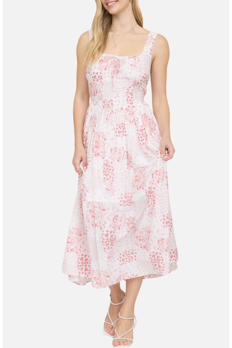 Floral Patch Midi Sundress, Main, color, RED MULTI