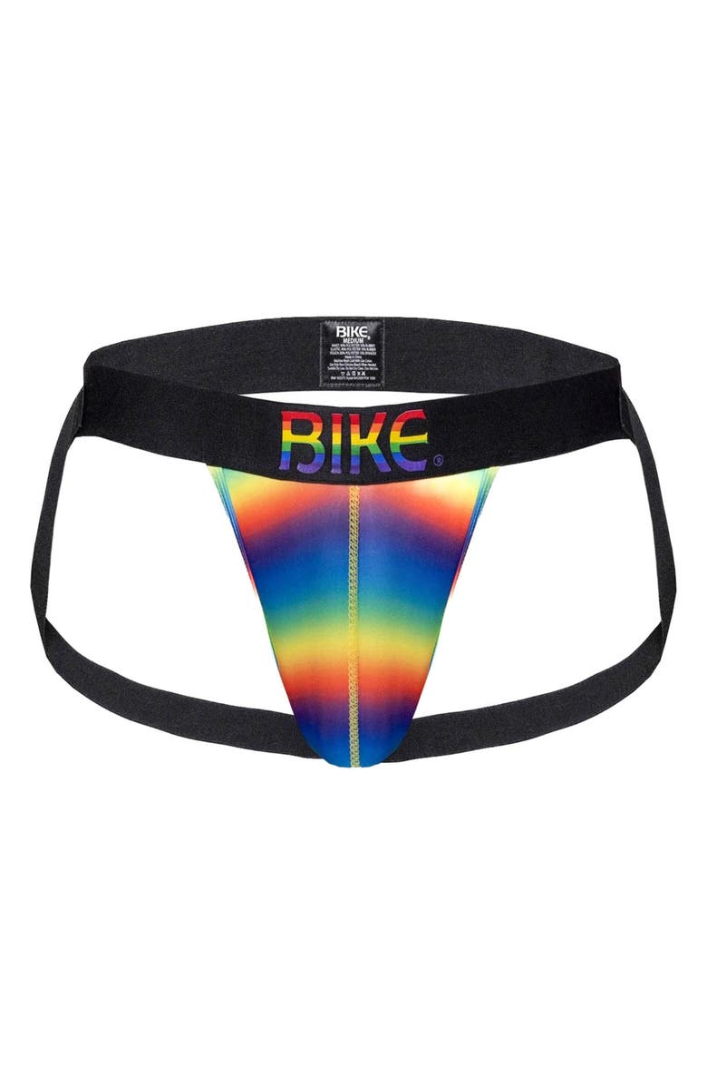 BIKE Pride Jock Strap, Main, color, Blue Rainbow