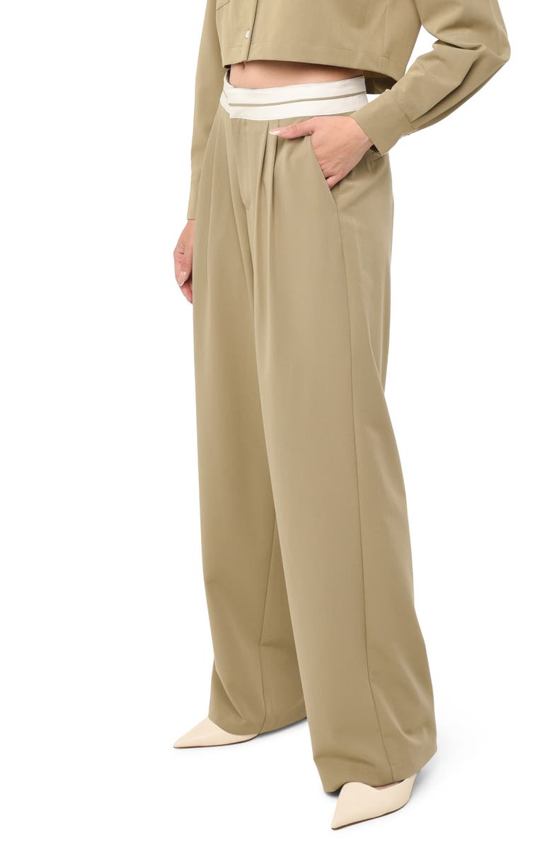 WAYF Contrast Waist Wide Leg Pants, Alternate, color,