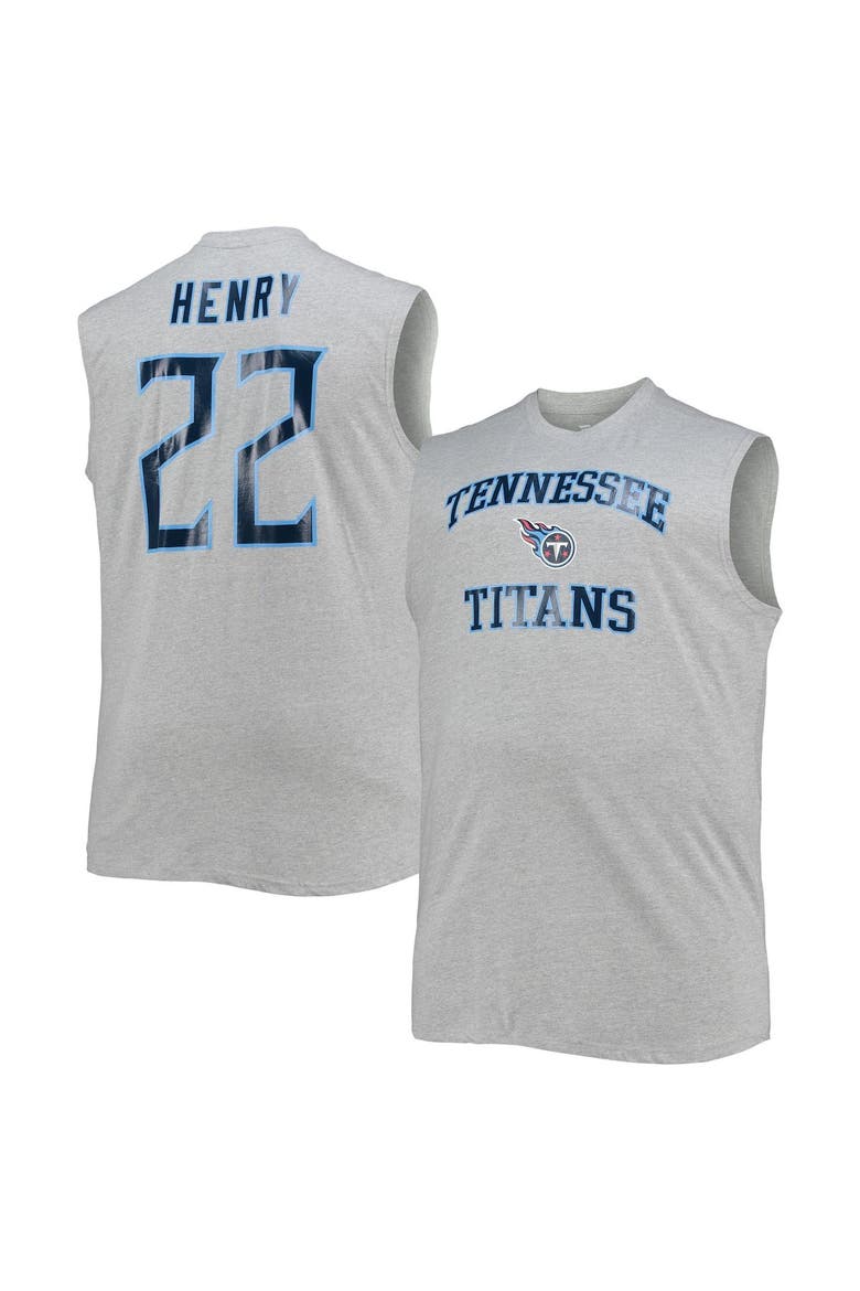 Men's Derrick Henry Heathered Gray Tennessee Titans Big & Tall Player Name & Number Muscle Tank Top, Main, color, Heather Gray