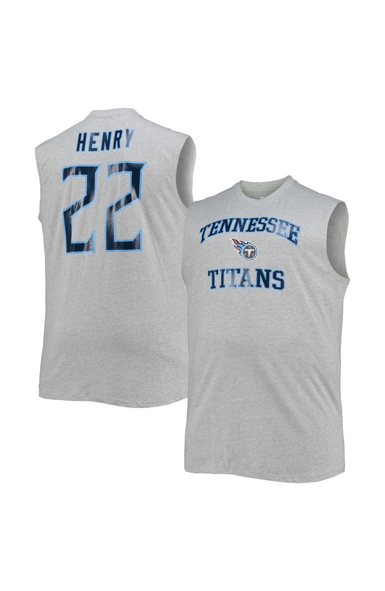 PROFILE Men's Derrick Henry Heathered Gray Tennessee Titans Big & Tall Player Name & Number Muscle Tank Top, Main, color, 