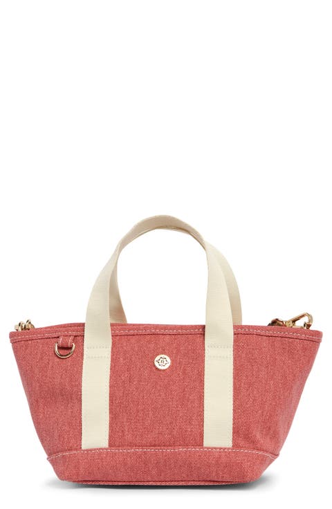 Small Convertible Denim Twill Satchel with Accessories