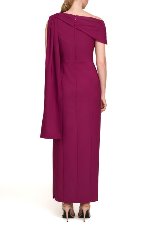 Kay Unger Dominca Drape One-shoulder Gown In Boysenberry