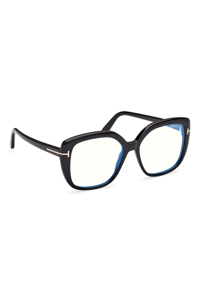 53mm Square Blue Light Blocking Optical Glasses, Alternate, color, BLACK/ ECO/ BLUE BLOCK LENSES