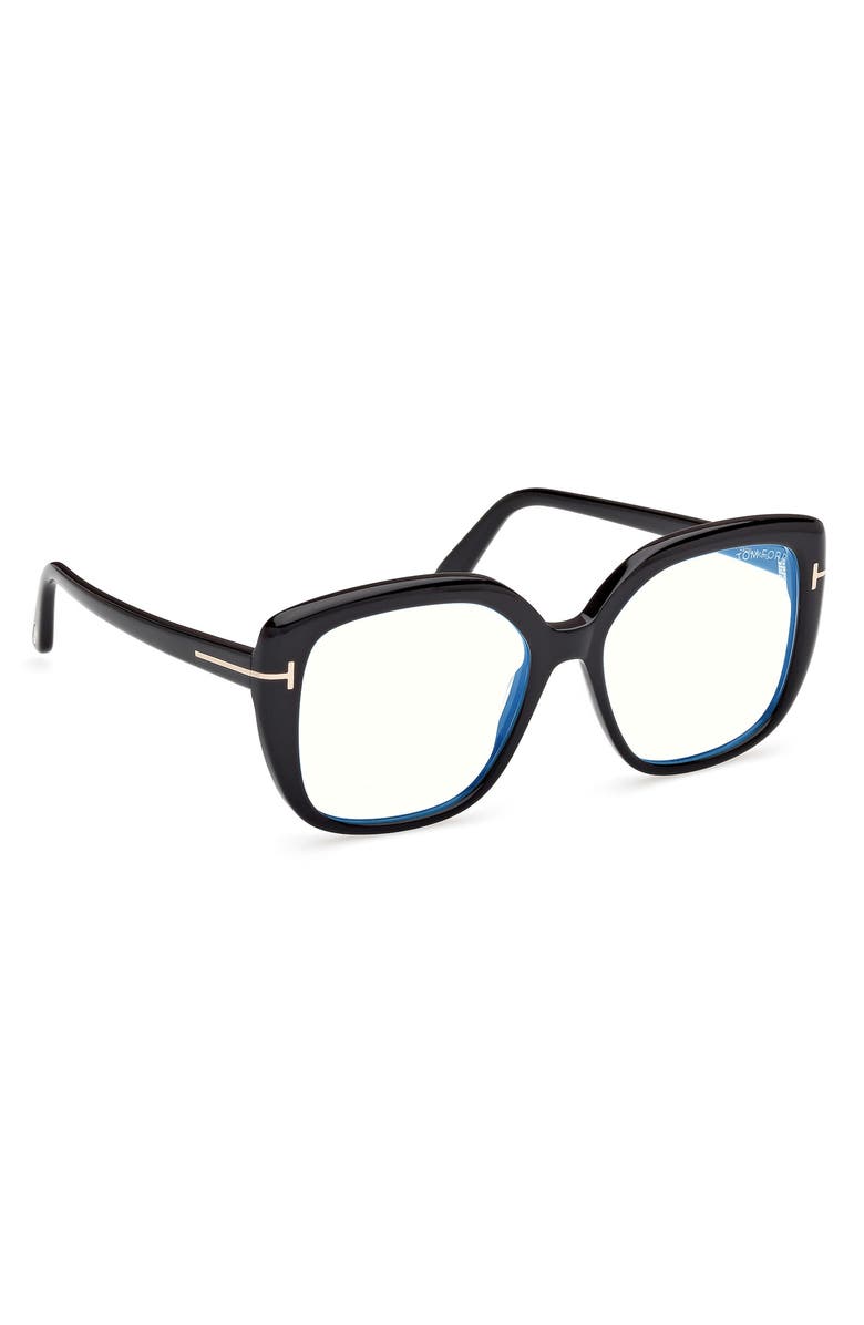 TOM FORD 53mm Square Blue Light Blocking Optical Glasses, Alternate, color, Black/ Eco/ Blue Block Lenses
