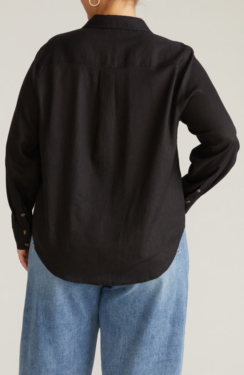 Universal Standard Elbe Long Sleeve Button-Up Shirt, Alternate, color, Black