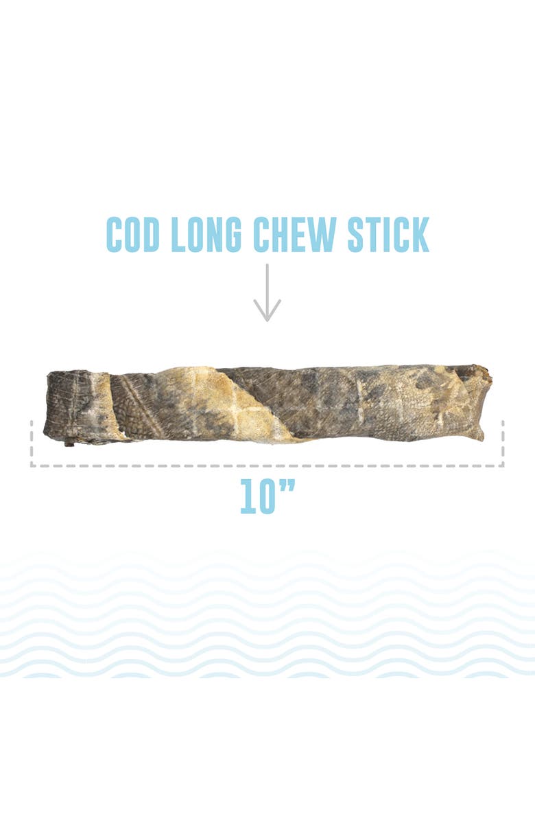 ICELANDIC+ Cod Skin 10" Long Dog Chew Sticks Treat, 2 Pack Bag, Alternate, color, Multicolored