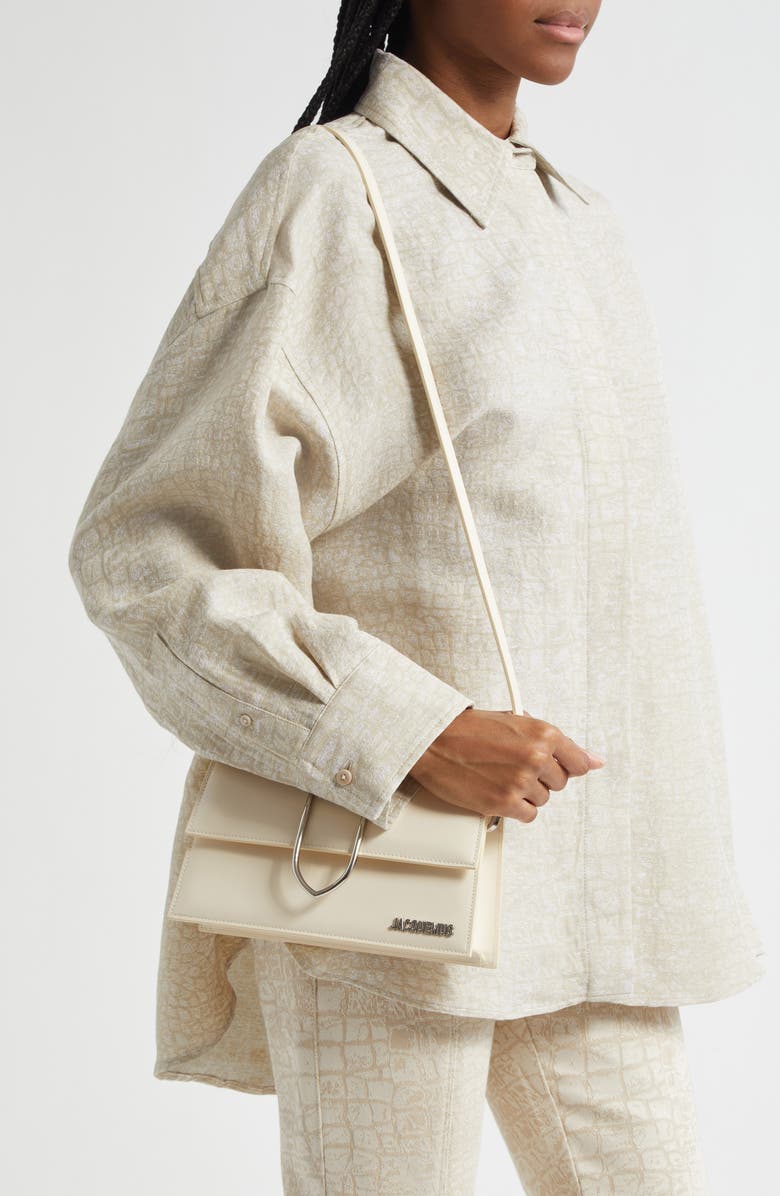 Jacquemus Le Grand Bambino Leather Shoulder Bag, Alternate, color, Light Ivory 115
