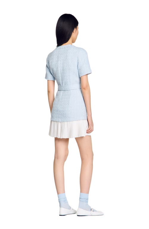 Sandro Short Tweed Dress In Sky Blue