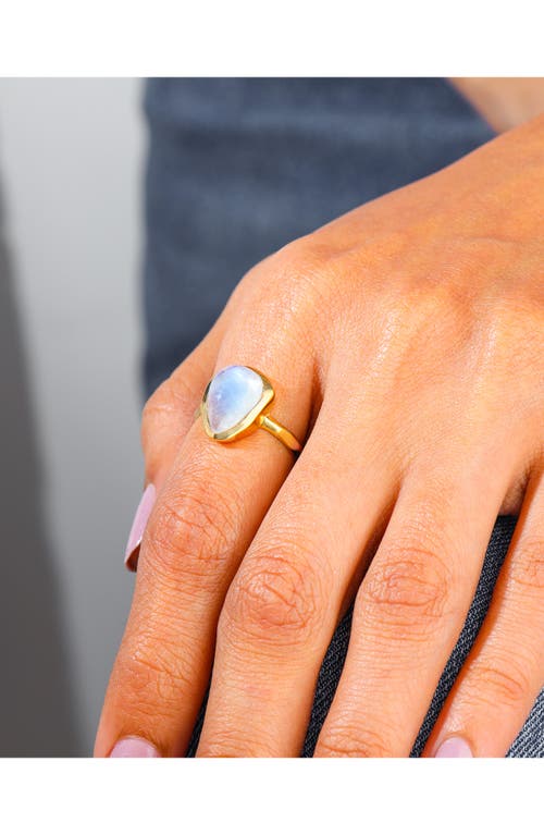 Ys Gems Rainbow Moonstone Ring In Blue