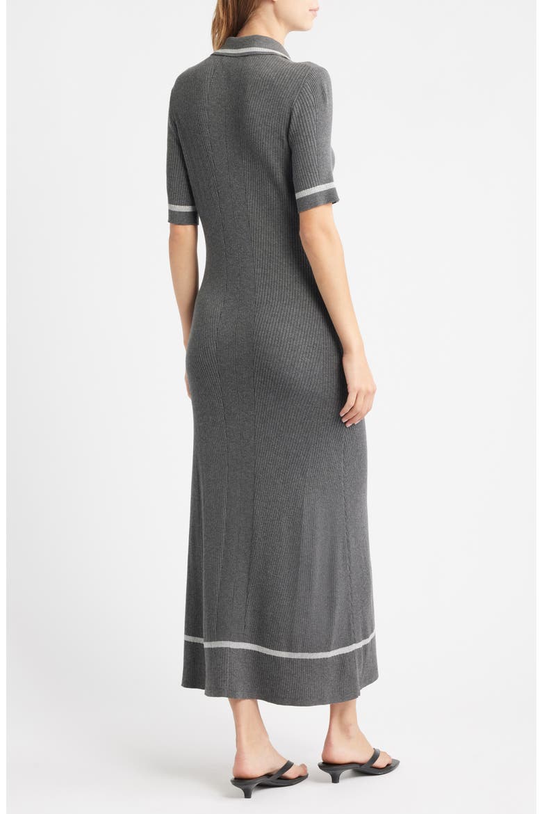 Kassy Tipped Polo Midi Dress, Alternate, color, CHARC