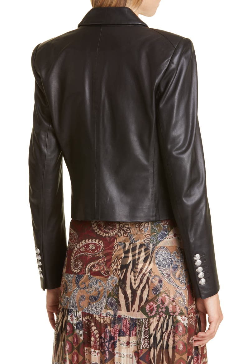 Nevis Leather Jacket, Alternate, color, BLACK