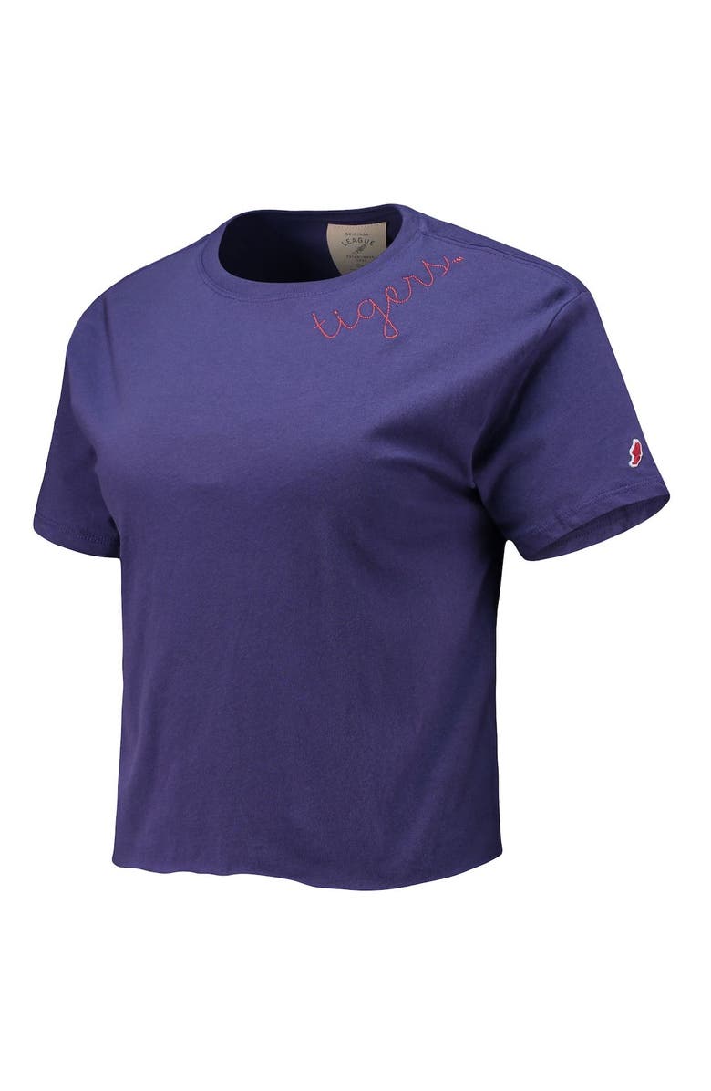LEAGUE COLLEGIATE WEAR Women's League Collegiate Wear Purple Clemson Tigers Chain Stitch Clothesline Crop Top, Alternate, color, 