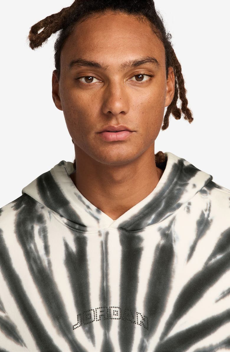 Jordan Brooklyn Oversize Festival Tie Dye Fleece Hoodie, Alternate, color, Sail/ Off Noir/ Black