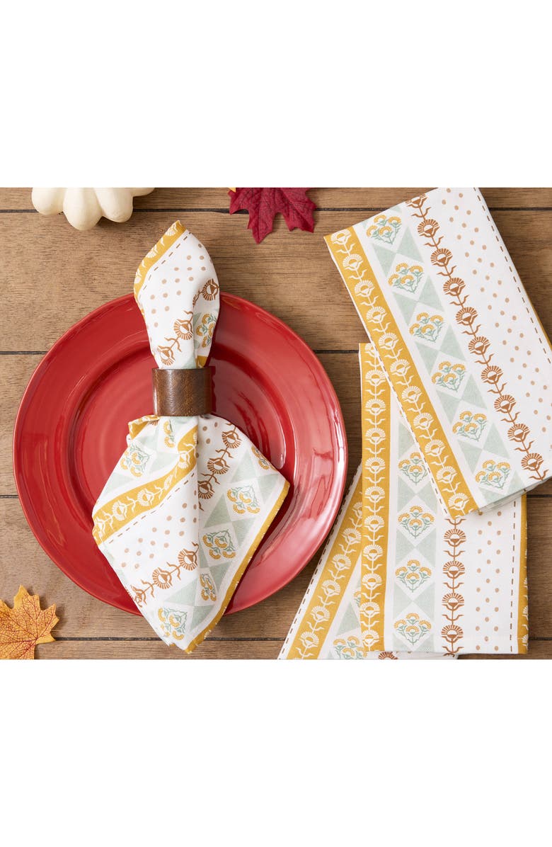 Design Imports Golden Gardens 4-Piece Napkin Set, Alternate, color, Golden Gardens