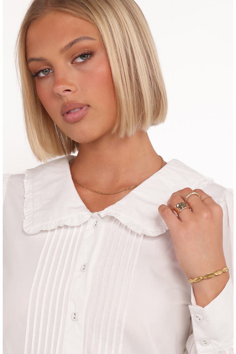 Turner Pintuck Pleat Cotton Button-Up Shirt, Alternate, color, WHITE