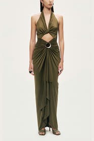 Nocturne Cut-Out Halter Maxi Dress