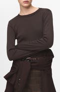 MANGO Long Sleeve Cotton Rib T-Shirt